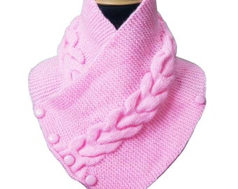 Woolen Hand Knit Winter Scarf - Gifts For Mom Wife Girl Cozy Stylish Short Wool Chest Neck Warmer Scarves Cold Weather Cowl Handmade Collar