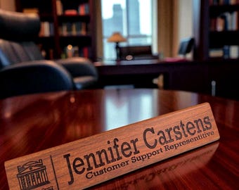Personalized Engraved Wood Desk Name Plate, Custom Office Gift