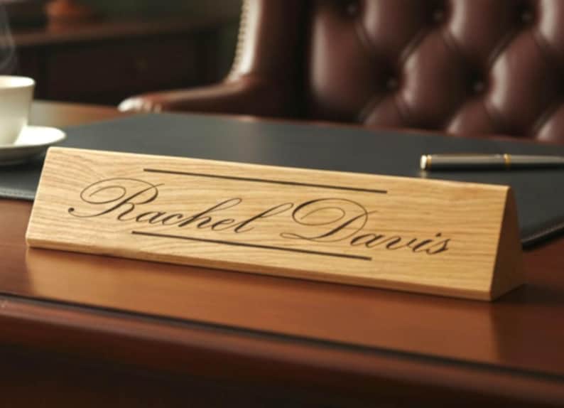 Personalized Engraved Wood Desk Name Plate, Custom Office Gift - Etsy