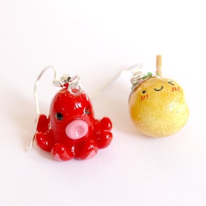 Octopus and Takoyaki Mis-Matched Earrings