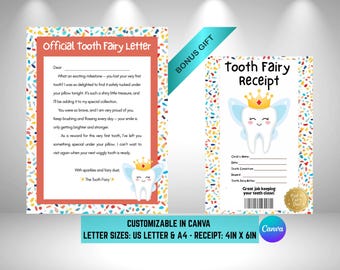 Printable Tooth Fairy Letter and Receipt Set (Digital Download)