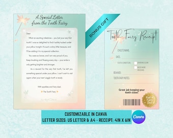 Editable Tooth Fairy Letter and Receipt Set (Digital Download)