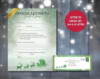 Letter to Santa Printable Set, Kids Christmas Wishlist (Instant Download)