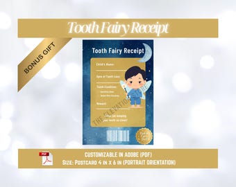 Printable and Editable Tooth Fairy Receipt Bundle: Black Haired Boy, Tooth Fairy Letter, Tooth Fairy Note, Digital Download, Gift for Kids