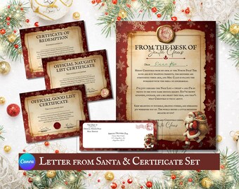 Lettre imprimable du père Noël : certificat de belle liste (Canva et Adobe)