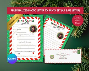 Personalized Photo Letter to Santa Template, Kids Christmas Wishlist (Digital Download)