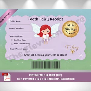 Pacote de Recibos Editáveis da Fada do Dente: Gráfico de Perda Dentária (Download Digital)