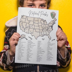 Nationalpark Karte Checkliste druckbarer Download, US Parks Karte Digital Bucket Liste, Print and Go Protect Unsere Parks Karte für Camper oder Wohnmobile