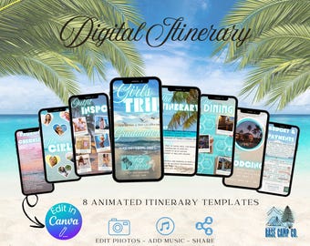 Reisroute meiden: geanimeerde strandvakantiesjabloon (digitale download)