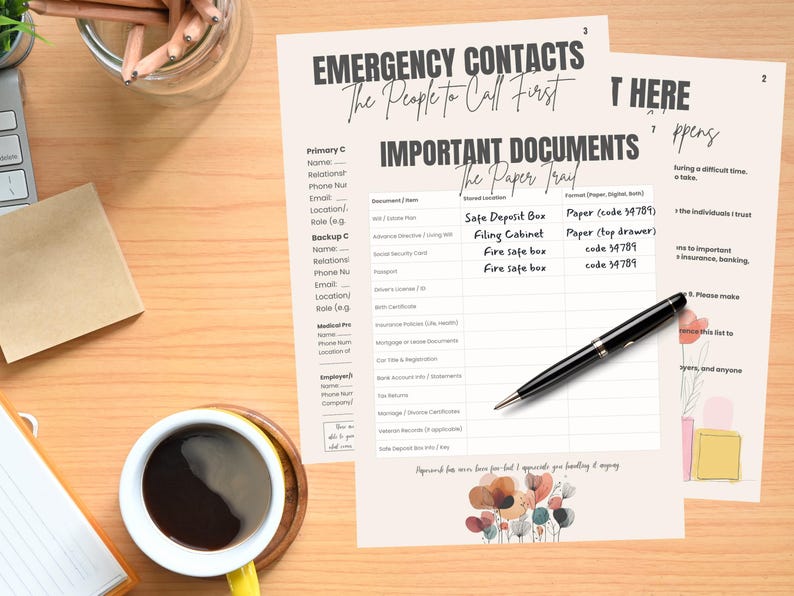 End of Life Planner Printable, Final Wishes Binder, Funeral Planning, Digital Emergency Organizer image 4