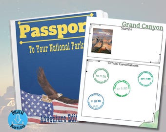 National Park Passport Book, 63 Parks Printable Travel Journal, Stamp Collector Adventure Log PDF