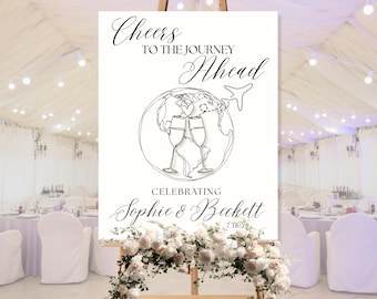 Rehearsal Dinner Welcome Sign, Travel Theme Poster, Destination Wedding Decor, Editable Canva Template
