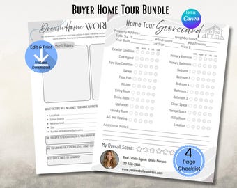 Home Buyer Checklist: Real Estate Touring Scorecard, Canva Template (Digital Download))