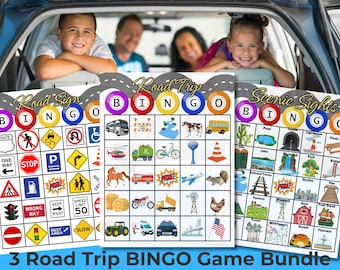 Road Trip Bingo Bundle: Car Travel Game, Family Vacation Activity (PDF Download)