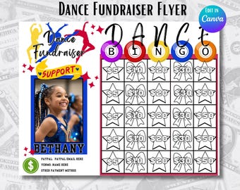 Dance Fundraiser Bingo Template: Editable Canva Design