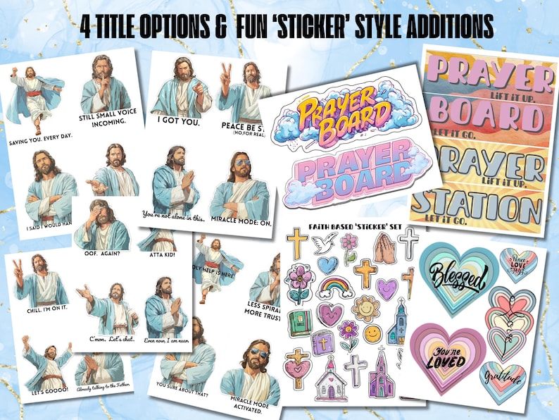 Prayer Sticker Layout Prayer Board Printable Kit, Christian Prayer Wall, Faith Planner ...