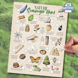 Nature Scavenger Hunt Printable, Outdoor Kids Activity Game, Camping Hiking Backyard School PDF Download