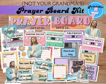 Prayer Board Printable Kit, Christian Prayer Wall, Faith Planner Stickers, Bible Study Journal PDF