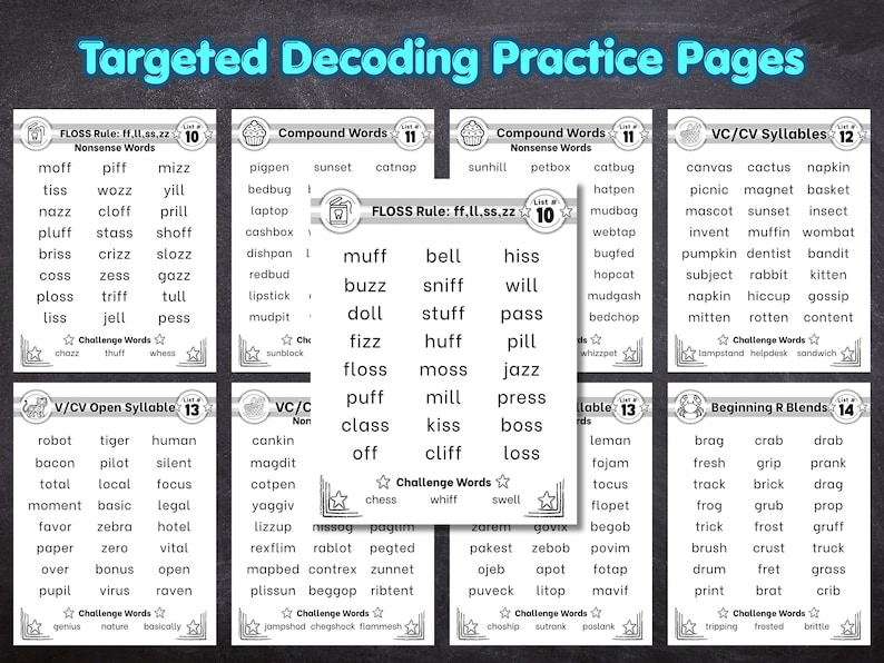 Phoneic Decoding Decodable Phonics Word Lists, Grade 1 Science of Reading Fluency, Orton ...