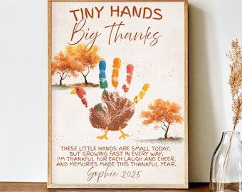 Thanksgiving Handprint Poem Keepsake Printable Turkey Craft, Fall Kids Art Template, Baby Toddler Preschool