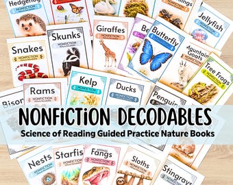 Nonfiction Nature Decodables, 25 Orton Gillingham Readers Set, Phonics Practice, Science of Reading