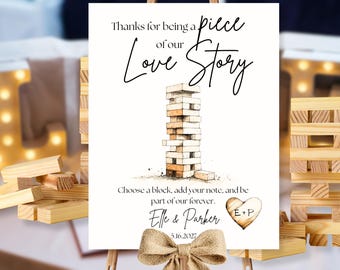 Block Tower Guest Book Sign, Wedding Guestbook Alternative, Unique Signage Idea, Printable Reception Decor