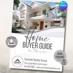 Editable Home Buyer Guide: Realtor Marketing Template (Canva, Digital Download)