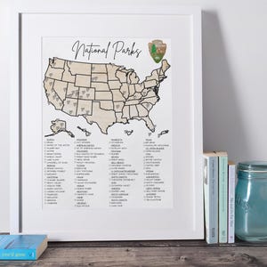 US National Parks Map Checklist: Travel Bucket List (Digital Download)