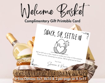 Welcome Basket Card, Vacation Rental Host Printable, Guest Treat Sign, Complimentary Snacks Template