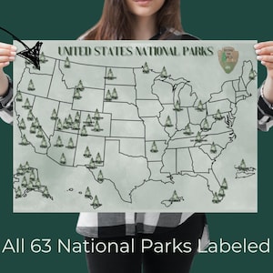 National Park Push Pin Map: USA Travel Tracker (Digital Download)