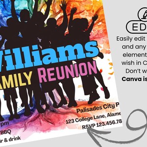 Family Reunion Flyer Canva Template, Kinfolk Kickback Colorful Invitation, Family Reunion Games Invite, Family Picnic Editable Custom Flyer