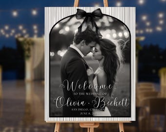 Wedding Welcome Sign Template, Elegant Black and White Poster, Modern Canva, Formal Ceremony Decor