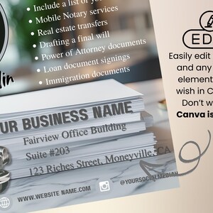 Notary Public Flyer, DIY Flyer Template Design, Notary Services Flyer, Document Notarization Flyer, Legal Agent Documents Notary Canva Flyer