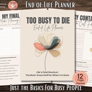 End of Life Planner Printable, Final Wishes Binder, Funeral Planning, Digital Emergency Organizer image 1