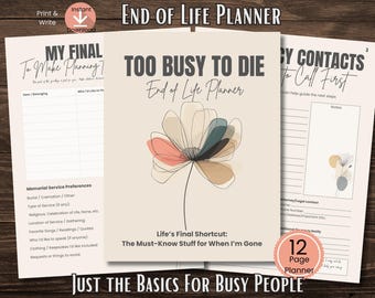 End of Life Planner Printable, Final Wishes Binder, Funeral Planning, Digital Emergency Organizer