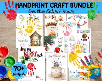 Lot de travaux manuels d'empreintes de main, activités pour les fêtes préscolaires, cadeau souvenir pour enfants, livre souvenir imprimable, oeuvre d'art pour la classe