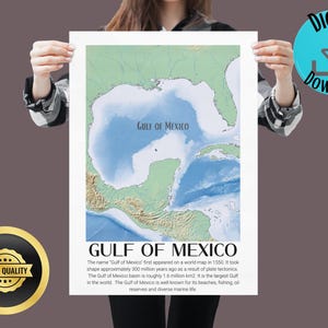 Kaartposter Golf van Mexico, Not My President anti-Trump muurprint, extra grote kaart Golfkust voor geschiedenisleraar, Mexican Pride voor liberaal