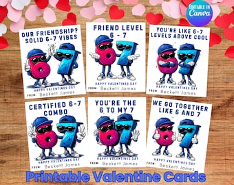 67 Boys Valentine Cards Printable, 6-7 Trend, Kids Classroom Exchange, Tween Class Gift Tags