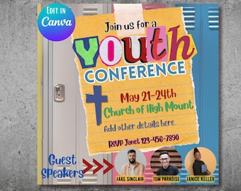 Youth Conference Flyer Template, Teen Church Event Poster, Editable Digital Canva Design, Student Ministry