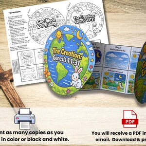 Creation Story Bible Craft for Kids, Genesis 1 Foldable Coloring ...