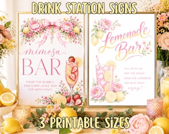 Lemonade Bar Sign, Mimosa Decor, Mocktail Freshly Graduated, Pink Lemons Grad Baby Bridal Shower