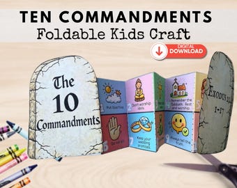 Ten Commandments Foldable Craft | Printable Bible Activity |Exodus Lesson | Christian Sunday School Coloring