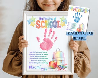 Back to School Handprint Craft, First Day Classroom Keepsake Printable, Preschool Handprint Poem Template