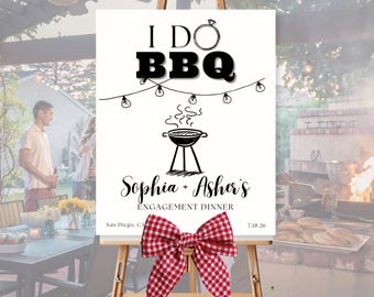 I Do BBQ Welcome Sign, Engagement Party Poster, Rehearsal Dinner Decor, Editable Canva Template