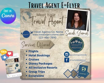 Travel Agent E-Flyer Template: DIY Social Media Post (Canva)
