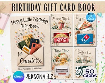 Birthday Gift Card Book, Editable Printable Money Holder Pages, College Teen Adult Men DIY