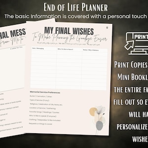 End of Life Planner Printable, Final Wishes Binder, Funeral Planning, Digital Emergency Organizer image 3