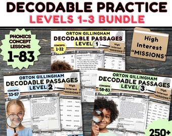 Decodable Passages Bundle, Orton Gillingham Phonics Activities, Science of Reading Worksheets, Reading Intervention Lessons