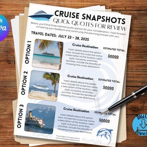 Travel Agent Cruise Quote Proposal, Cruise Client Template, Travel Advisor Forms, Quick Quote Canva Template, Editable Digital Download Form