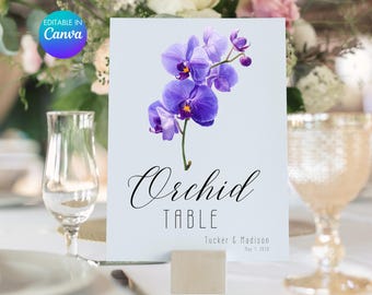 Watercolor Flower Wedding Table Cards, Editable Canva Templates, Printable Reception Seating Signs, Digital Download